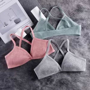 Women sports bra comfort cotton bras french style 3